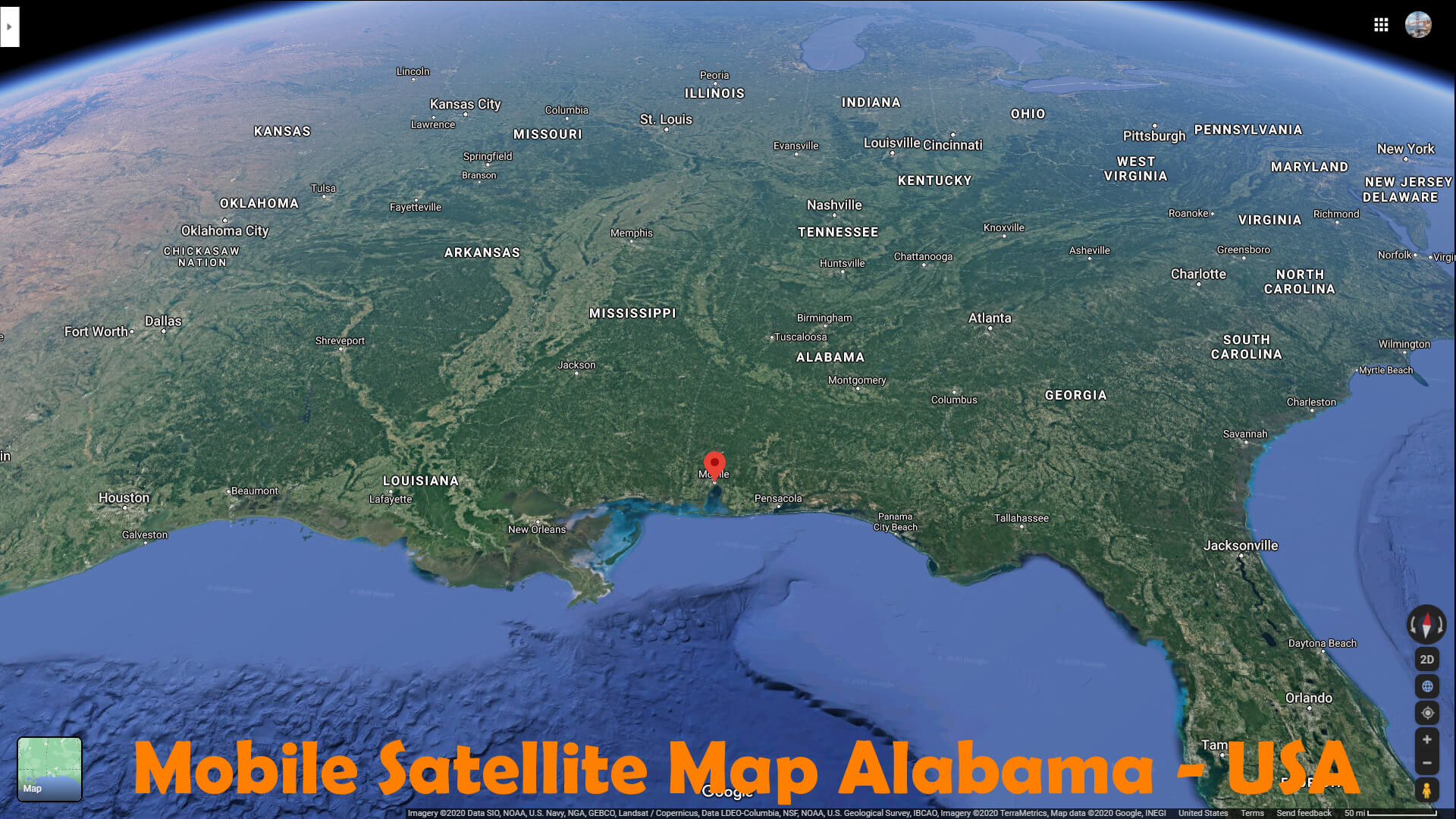 Mobile Satellite Carte Alabama   EUA